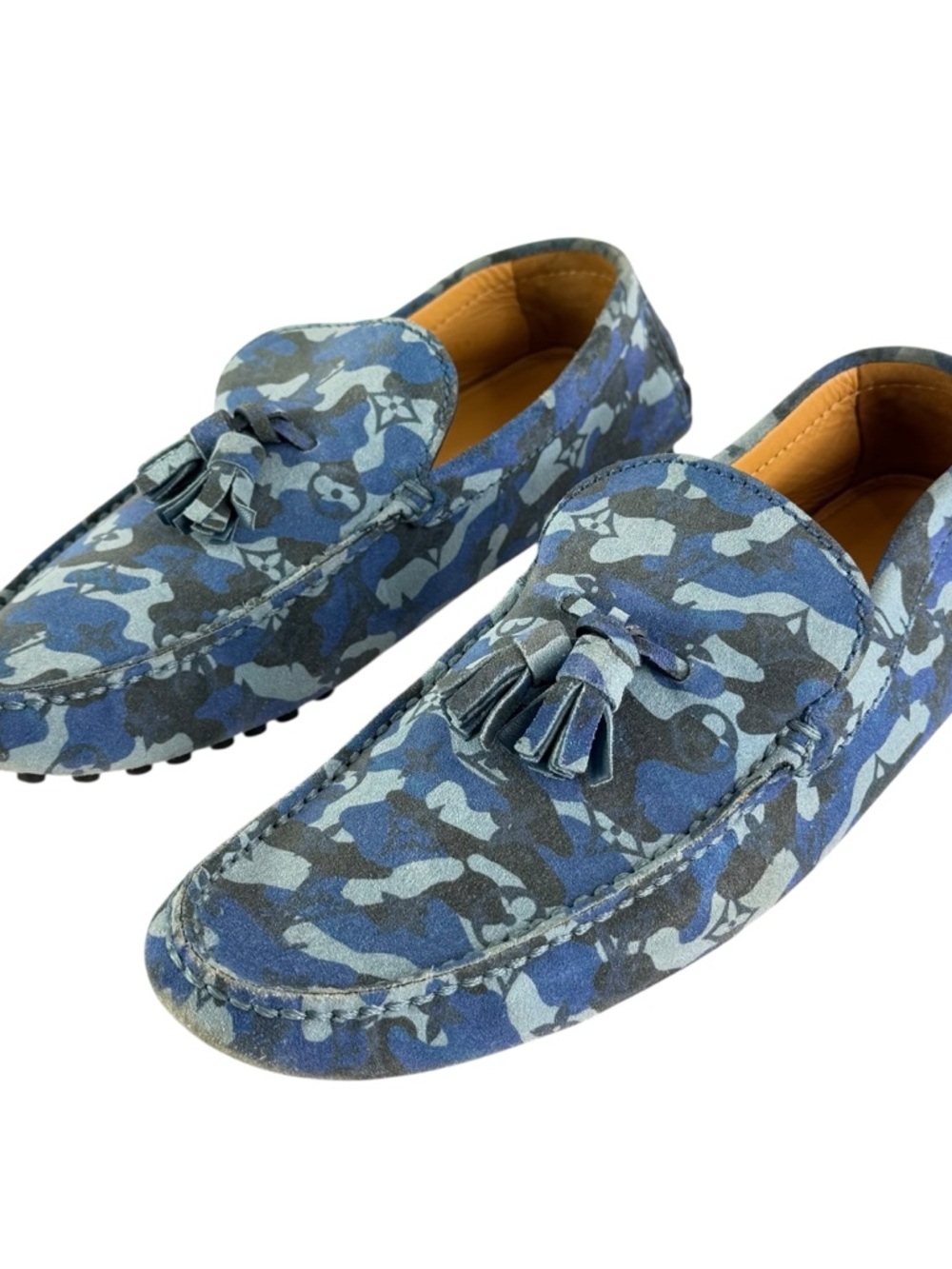 LOUIS VUITTON Palm Spring Blue Camo Suede Men's Mocassin 7UK - 8US - Picture 6 of 14